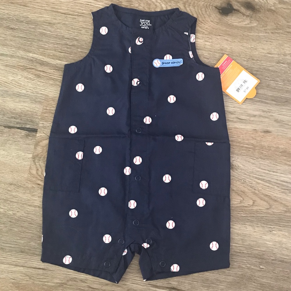 Carter’s Blue Baseball Sleeveless Snap Up Onsie Size 6 Months
